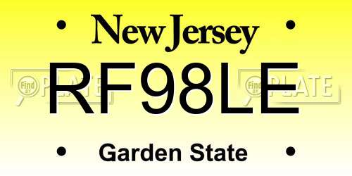 RF98LE New Jersey License Plate
