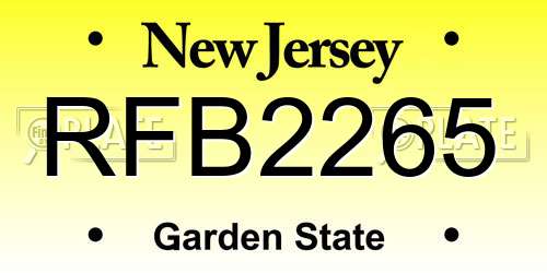 RFB2265 New Jersey License Plate