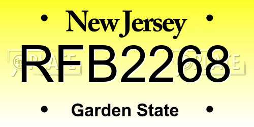 RFB2268 New Jersey License Plate