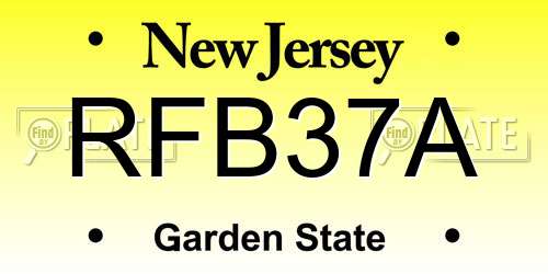 RFB37A New Jersey License Plate