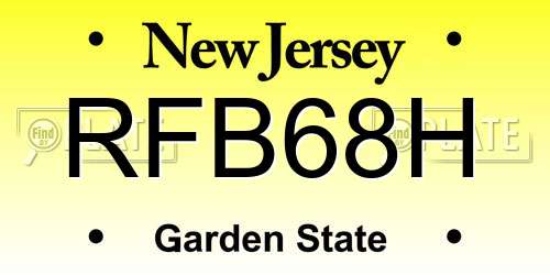 RFB68H New Jersey License Plate