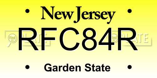 RFC84R New Jersey License Plate