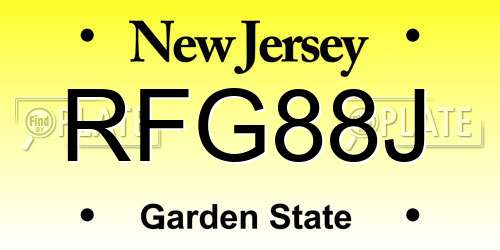 RFG88J New Jersey License Plate