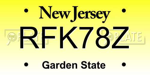 RFK78Z New Jersey License Plate