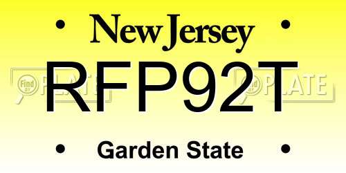RFP92T New Jersey License Plate