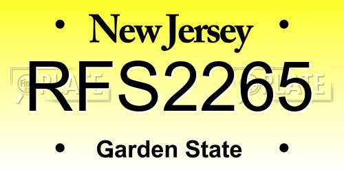 RFS2265 New Jersey License Plate