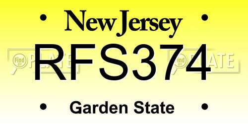 RFS374 New Jersey License Plate