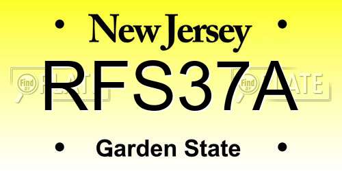 RFS37A New Jersey License Plate