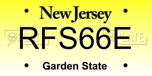 RFS66E New Jersey License Plate