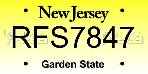 RFS7847 New Jersey License Plate