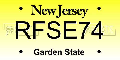 RFSE74 New Jersey License Plate
