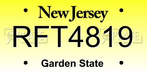 RFT4819 New Jersey License Plate
