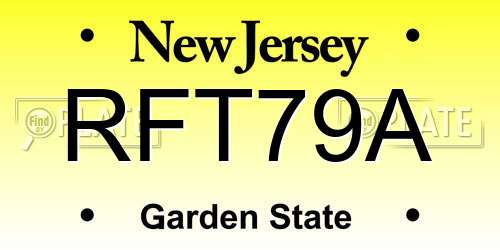 RFT79A New Jersey License Plate