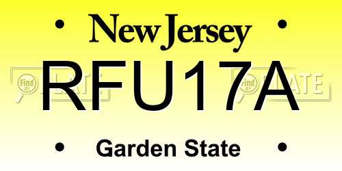 RFU17A New Jersey License Plate