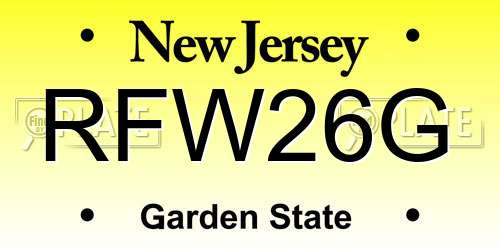 RFW26G New Jersey License Plate