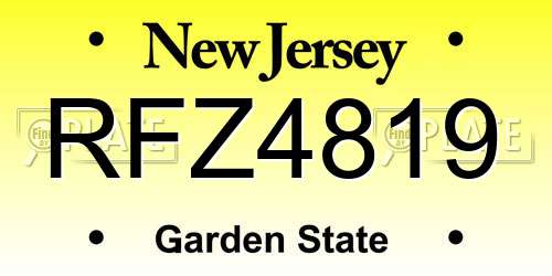 RFZ4819 New Jersey License Plate