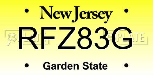RFZ83G New Jersey License Plate