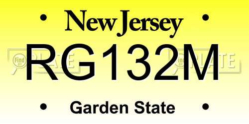 RG132M New Jersey License Plate
