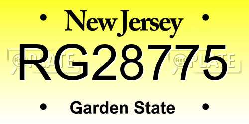 RG28775 New Jersey License Plate