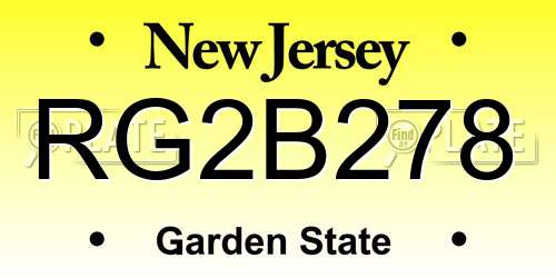 RG2B278 New Jersey License Plate