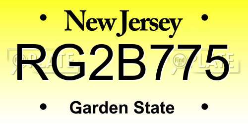 RG2B775 New Jersey License Plate