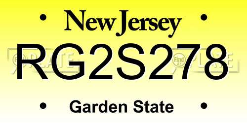 RG2S278 New Jersey License Plate
