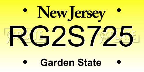 RG2S725 New Jersey License Plate