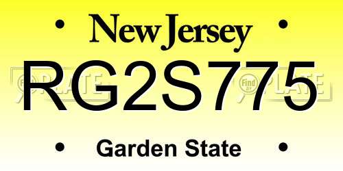 RG2S775 New Jersey License Plate