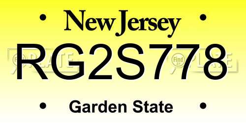 RG2S778 New Jersey License Plate