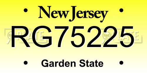 RG75225 New Jersey License Plate