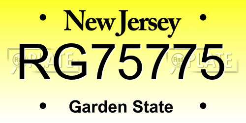 RG75775 New Jersey License Plate