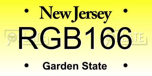 RGB166 New Jersey License Plate