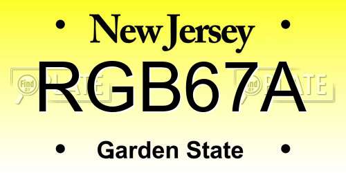 RGB67A New Jersey License Plate