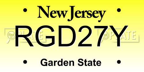 RGD27Y New Jersey License Plate