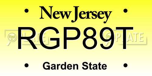 RGP89T New Jersey License Plate