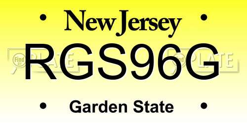RGS96G New Jersey License Plate
