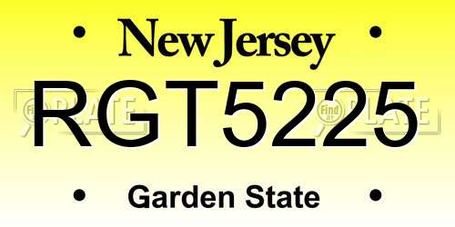 RGT5225 New Jersey License Plate