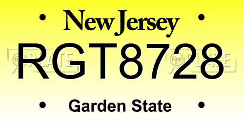 RGT8728 New Jersey License Plate
