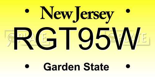 RGT95W New Jersey License Plate