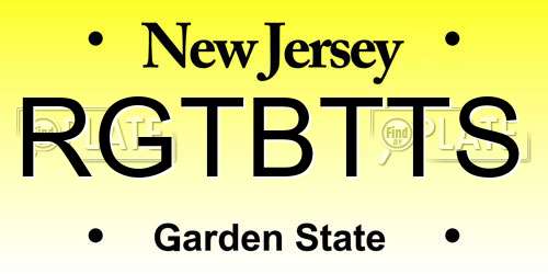 RGTBTTS New Jersey License Plate