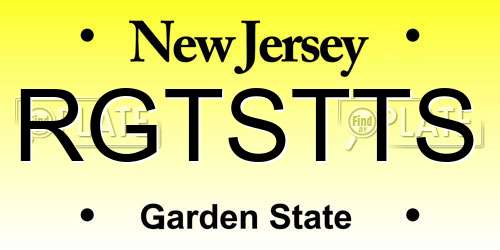 RGTSTTS New Jersey License Plate
