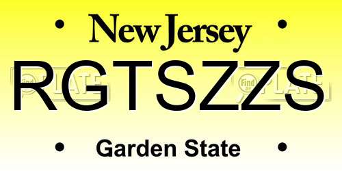 RGTSZZS New Jersey License Plate