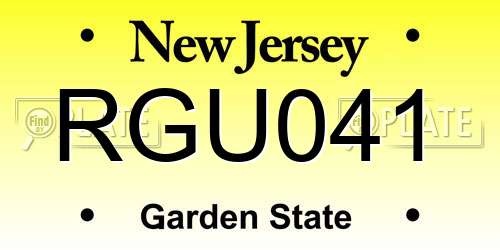 RGU041 New Jersey License Plate