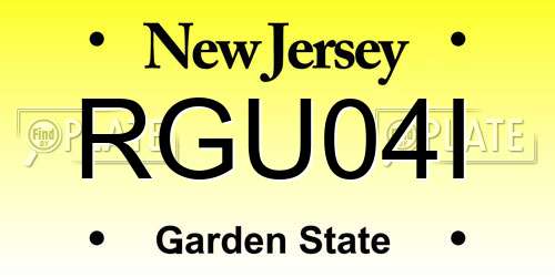 RGU04I New Jersey License Plate