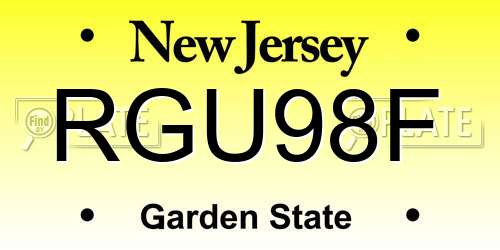 RGU98F New Jersey License Plate