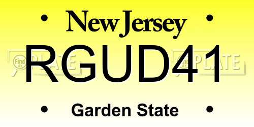 RGUD41 New Jersey License Plate