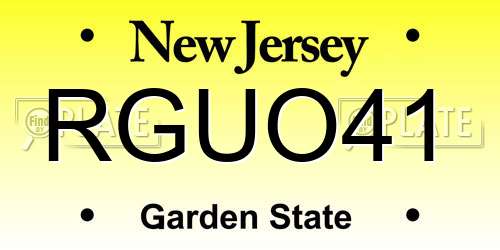 RGUO41 New Jersey License Plate