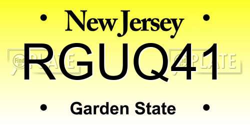 RGUQ41 New Jersey License Plate