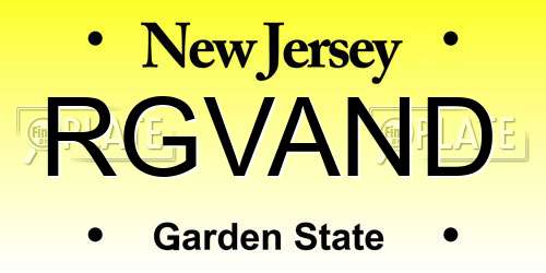 RGVAND New Jersey License Plate