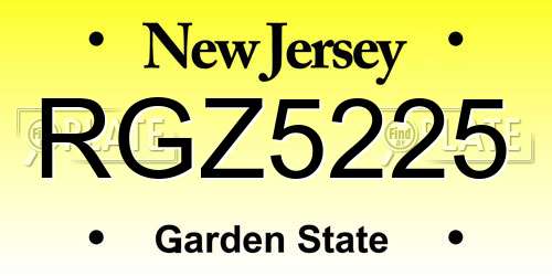 RGZ5225 New Jersey License Plate